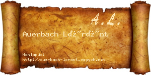 Auerbach Lóránt névjegykártya